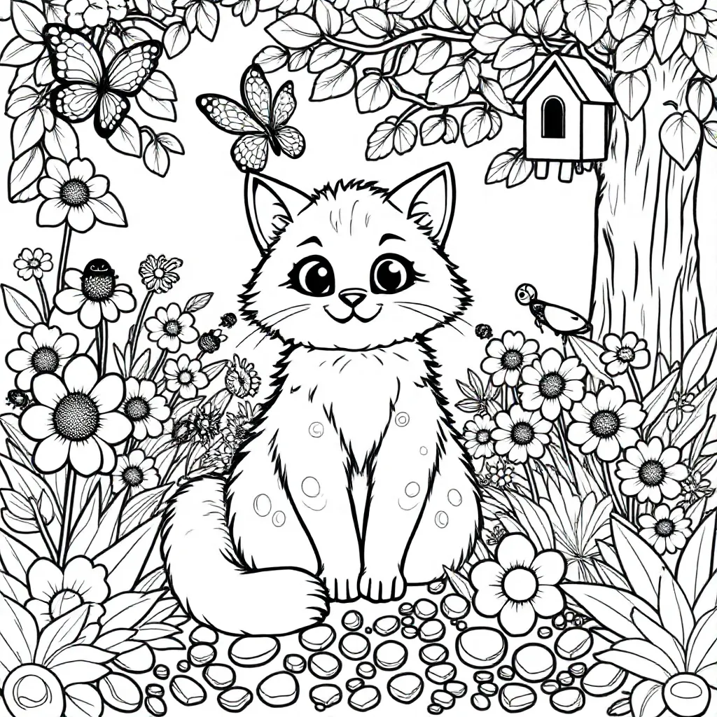 kat kleurplaat voor kinderen