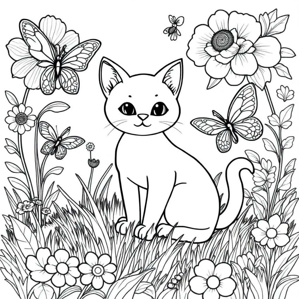 kat kleurplaat voor kinderen