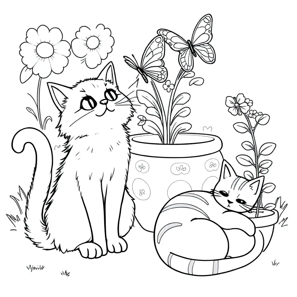 Feuille de coloriage gratuite chats Feuille de coloriage pour enfants