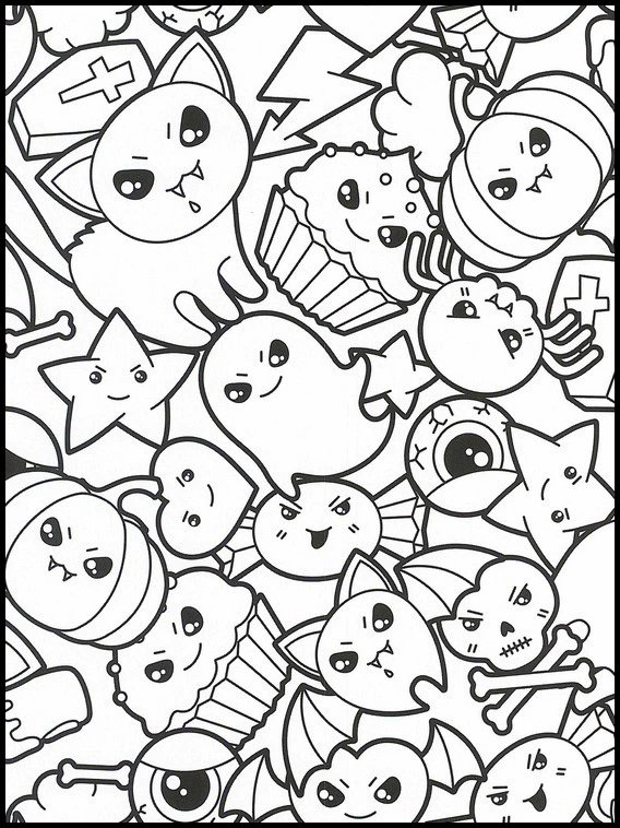 Kawai Halloween coloring page for children