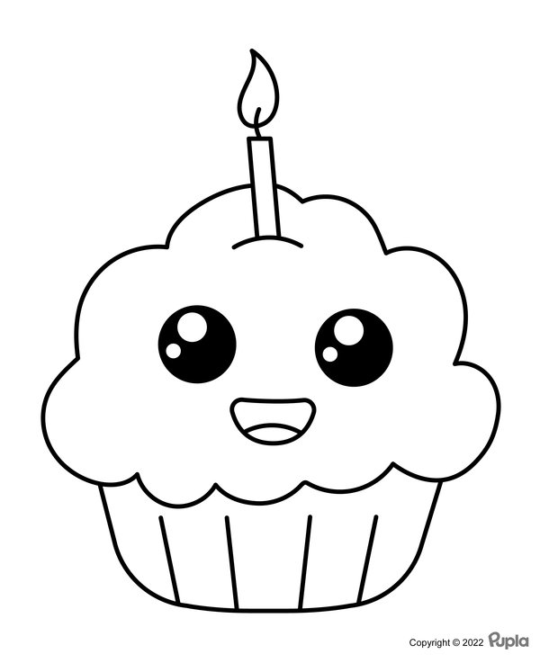 Plantilla Kawaii Cupcake Fácil y Adorable