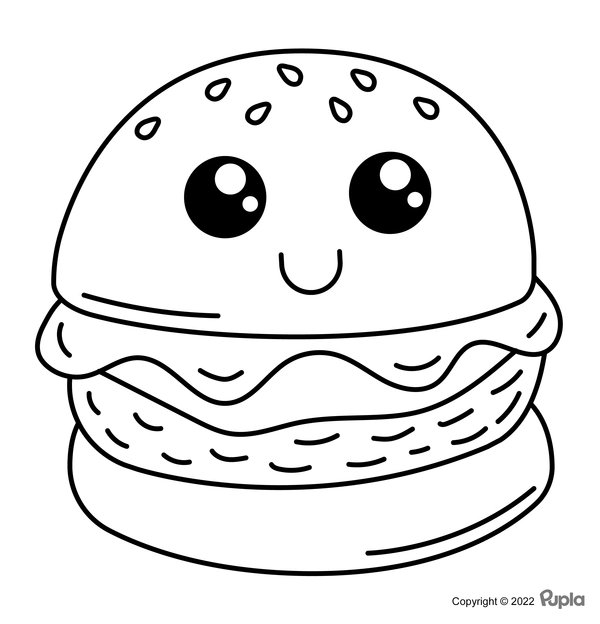 Kawaii Hamburger Malvorlage - Einfach & niedlich