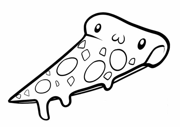 Kawaii Pizza coloring page for children