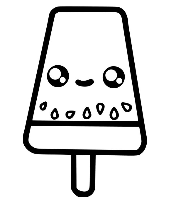 Kawaii Popsicle coloring page for children