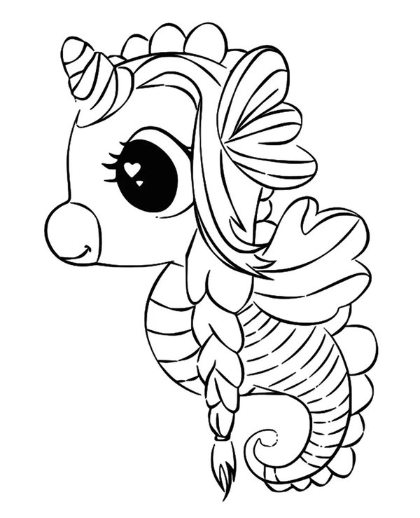 Kawaii Seepferdchen coloring page for children