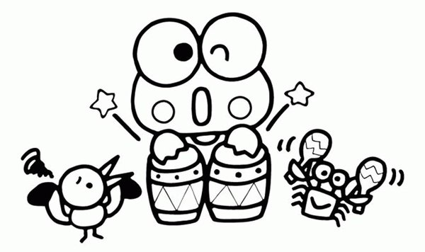 Keroppi Making Music coloring page for children