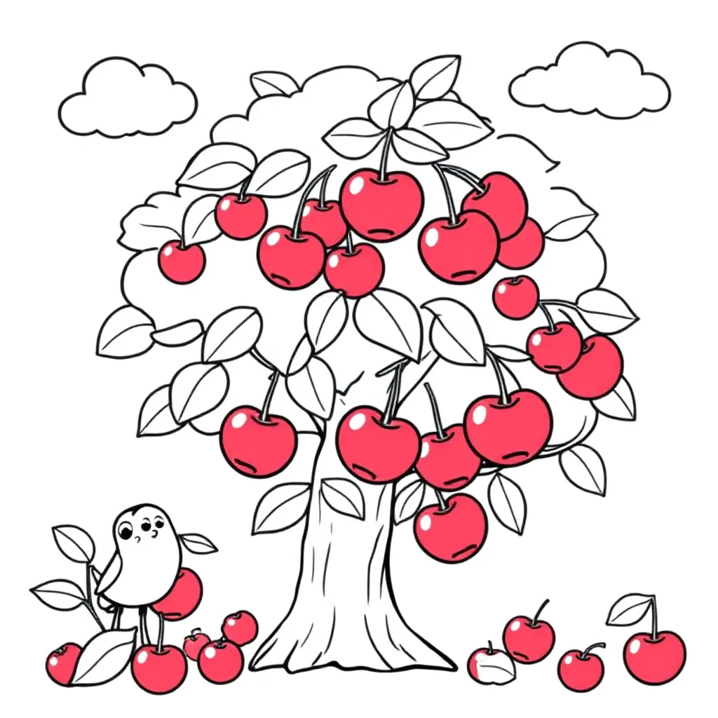 Kersen kleurplaten voorbeeld