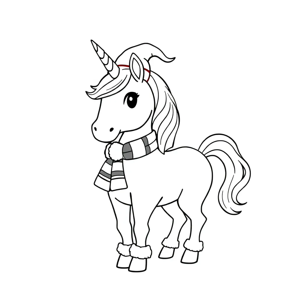 Kerst Eenhoorn Magisch Wezen Feestdagen Fantasie coloring page for children