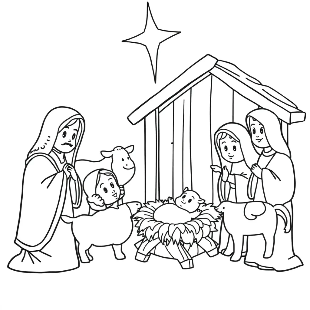 Kerst Geboorte Jezus Kerststal Kinderen Educatief coloring page for children