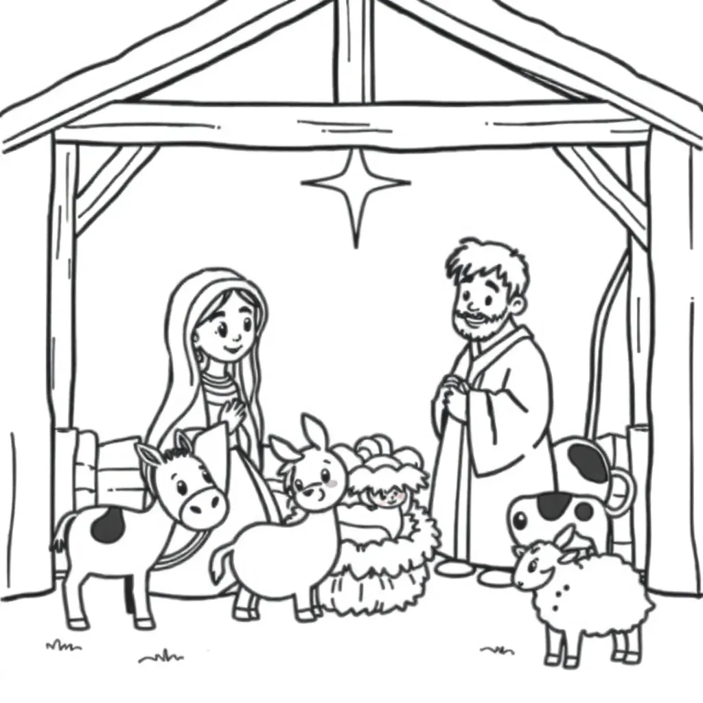 Kerst Geboorte Jezus Kerststal Religieus Educatief coloring page for children