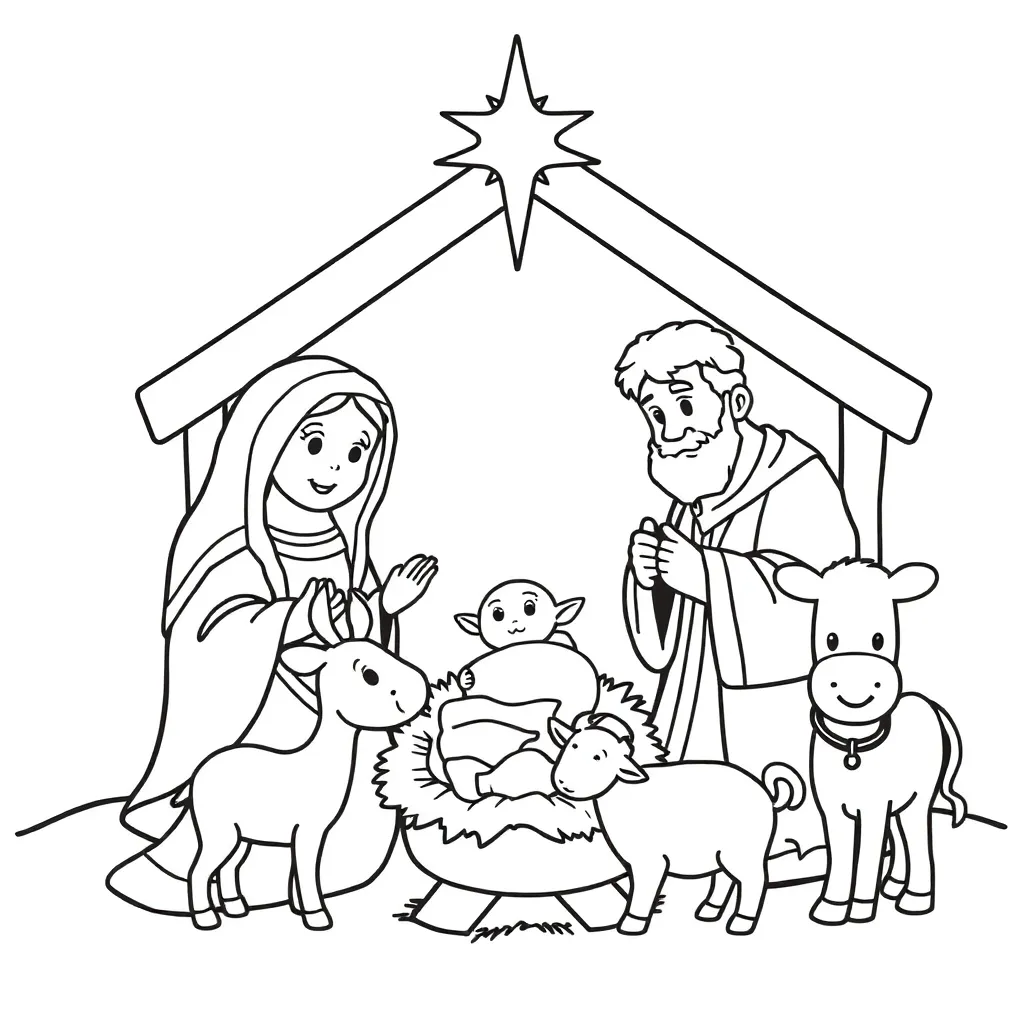 Kerst Geboorte Jezus Stal Religieus Educatief coloring page for children