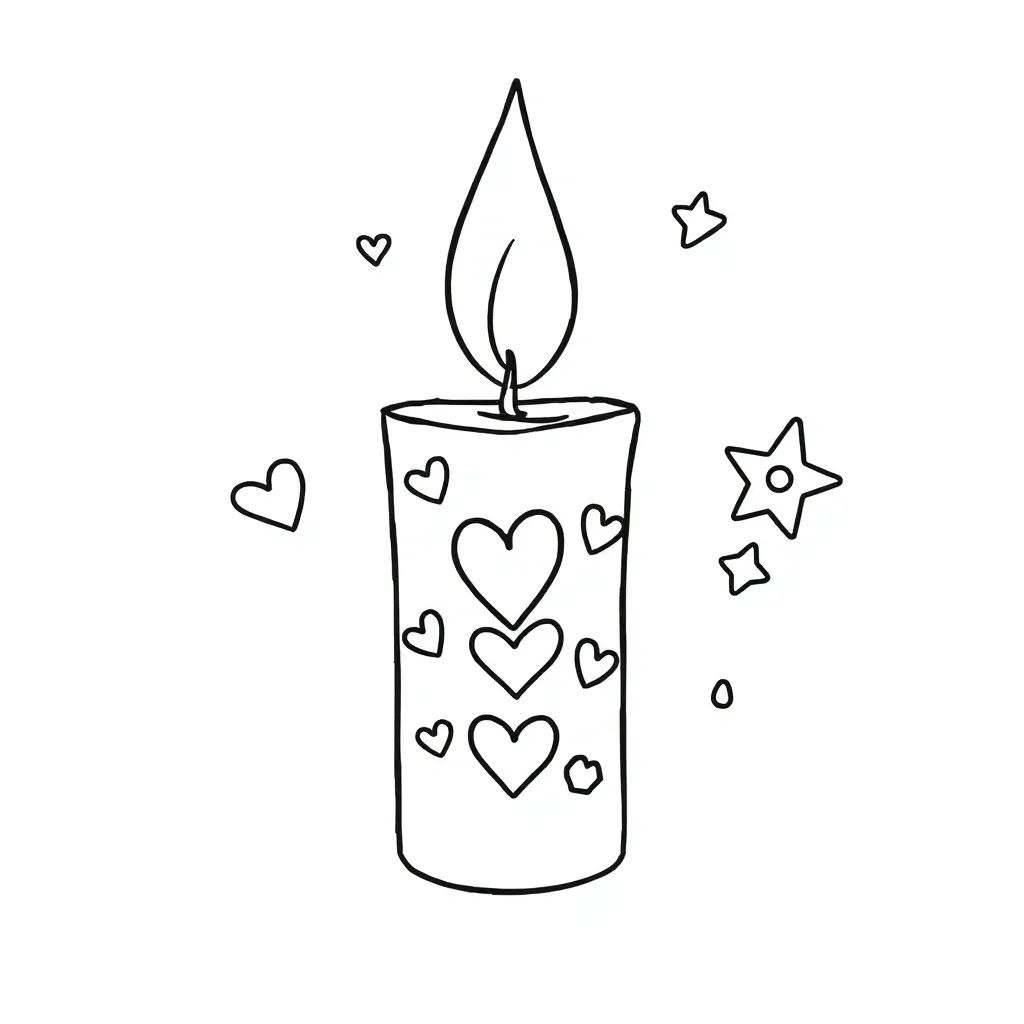 Kerst Kaars Decoratief Hartjes Feestelijk coloring page for children