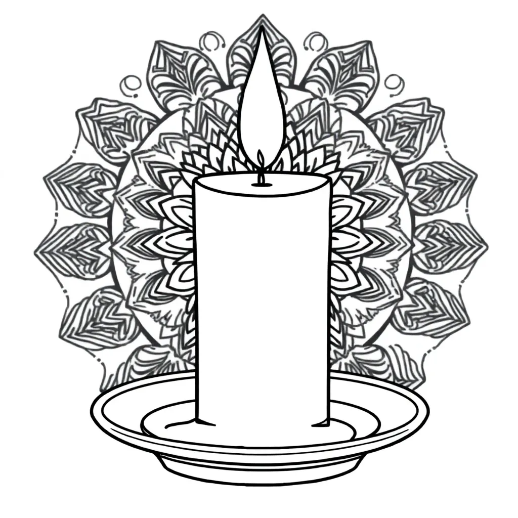 Kerst Kaars Mandala Gedetailleerd Uitdagend coloring page for children