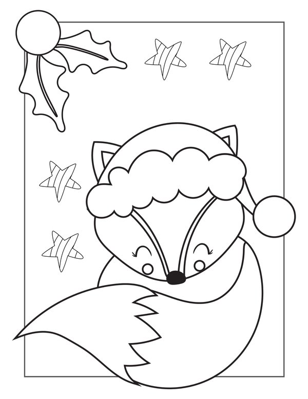 Kerst Vos coloring page for children