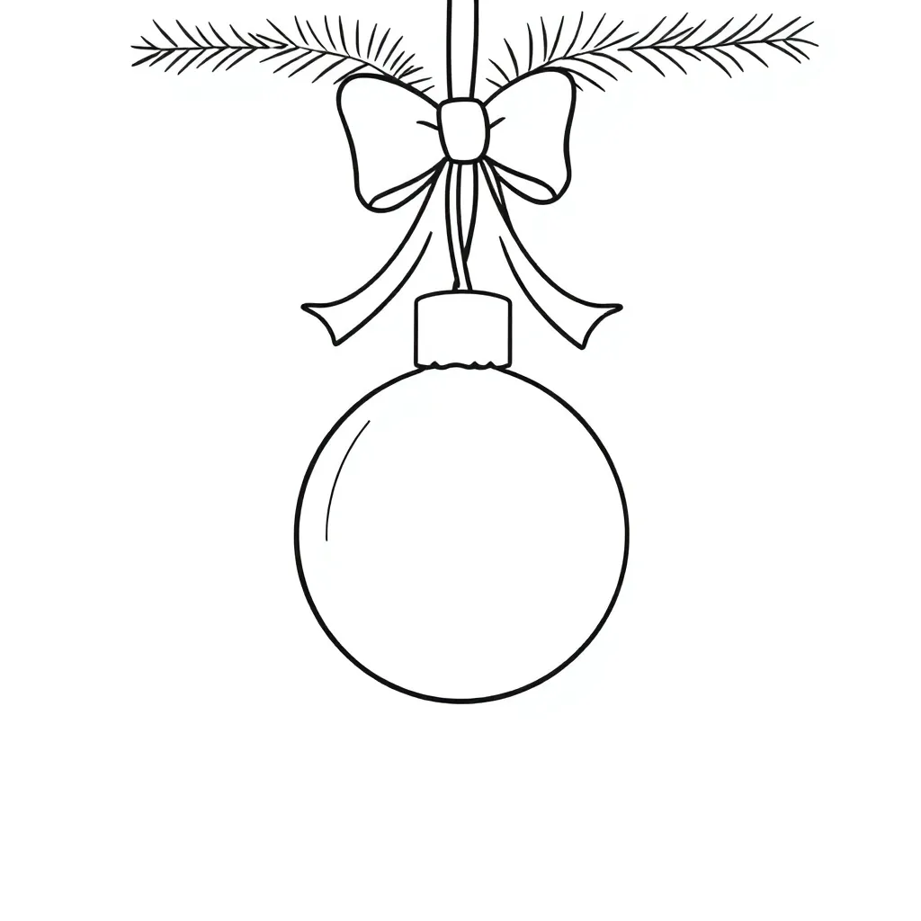 Kerstbal Met Strik coloring page for children