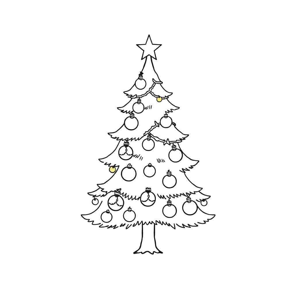 Kerstboom Ballen Cadeaus Feestelijk Sieraden coloring page for children