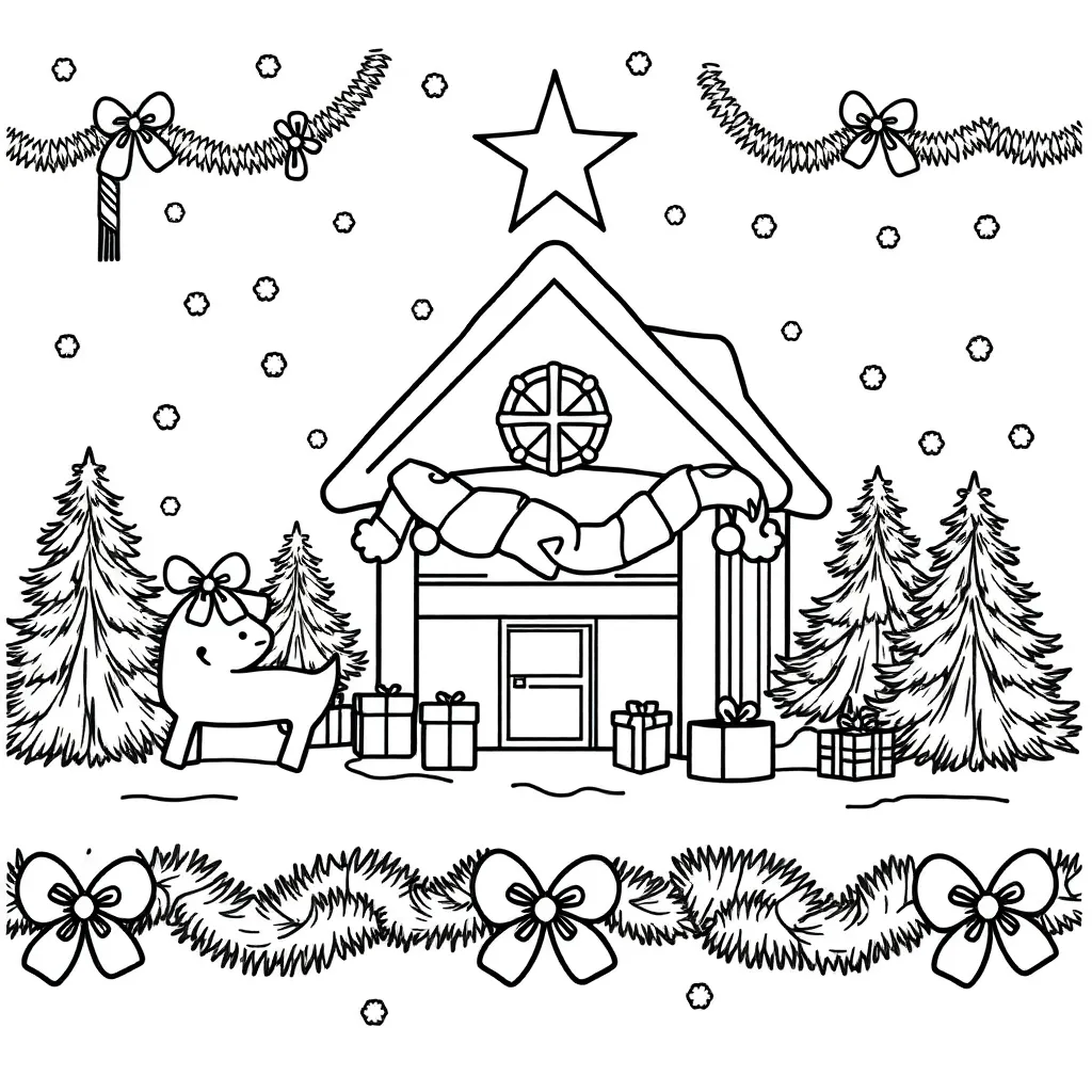 Kerstboom Ballen Cadeaus Feestelijk Winters coloring page for children