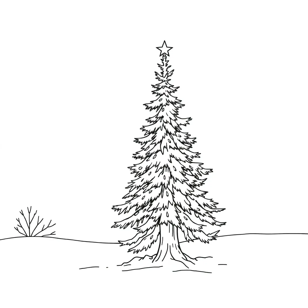 Kerstboom In De Sneeuw coloring page for children