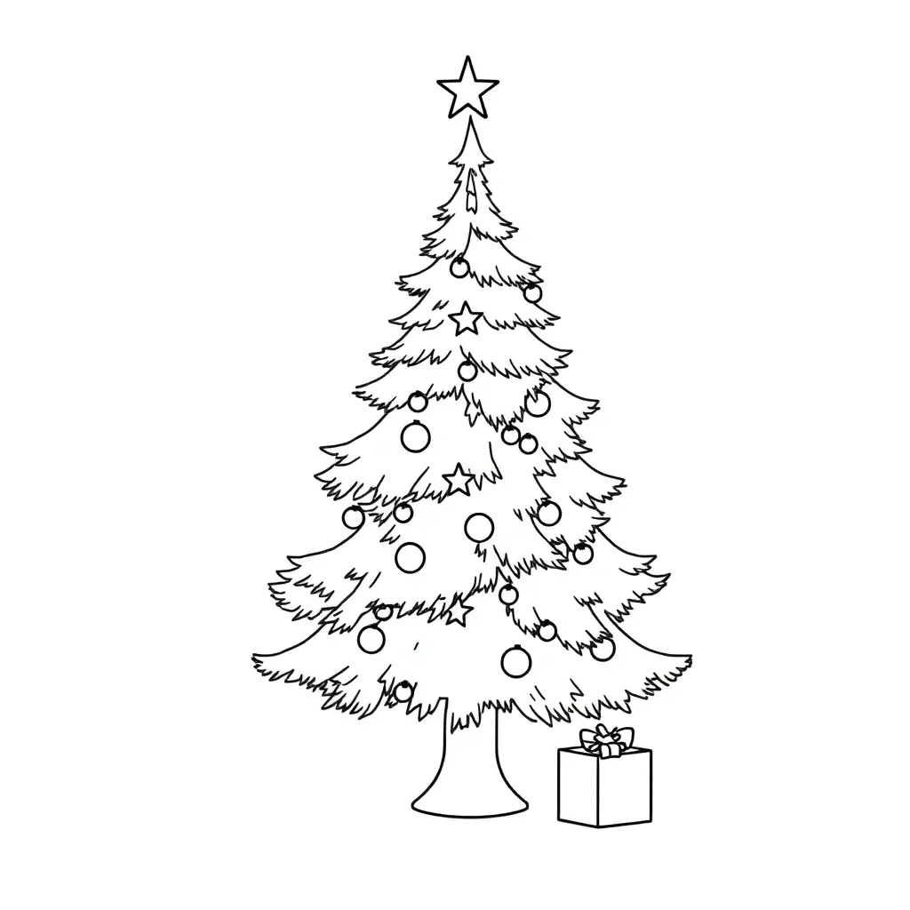 Kerstboom In De Sneeuw Kleurplaat coloring page for children