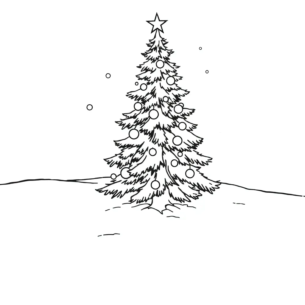 Kerstboom Sneeuw Feestdagen Winter Seizoenen coloring page for children