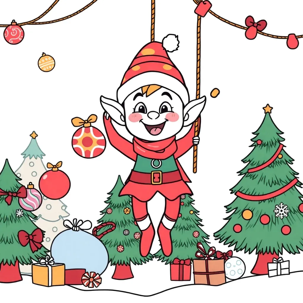 Kerstelf coloring page for children