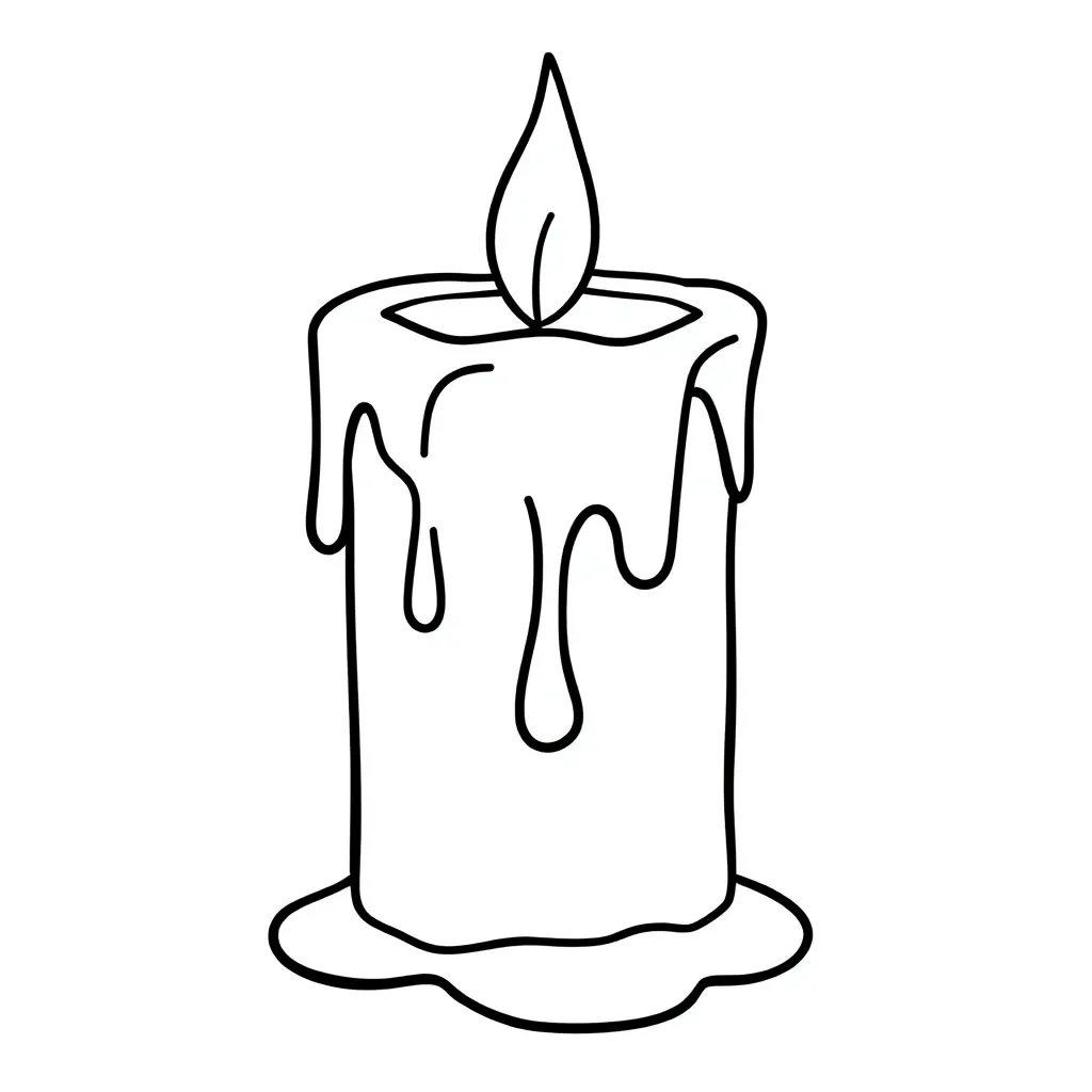 Free Christmas Candle Coloring Page, Festive, Cartoon, Simple, Kin
