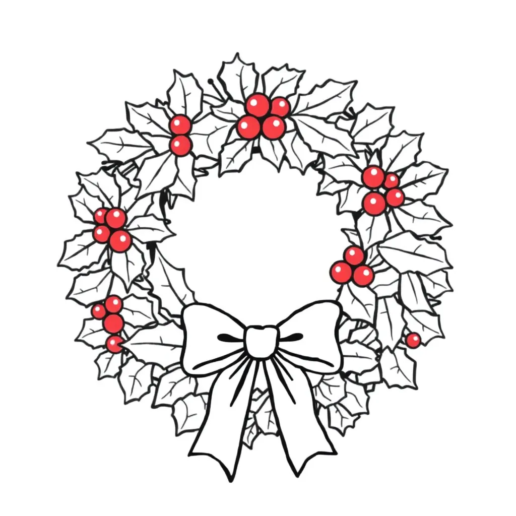 Kerstkrans coloring page for children
