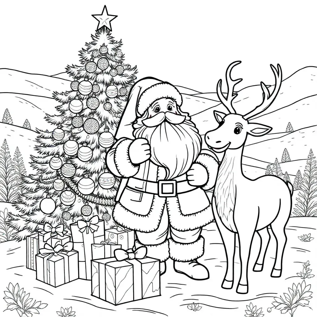 kerstlandschap coloring page for children
