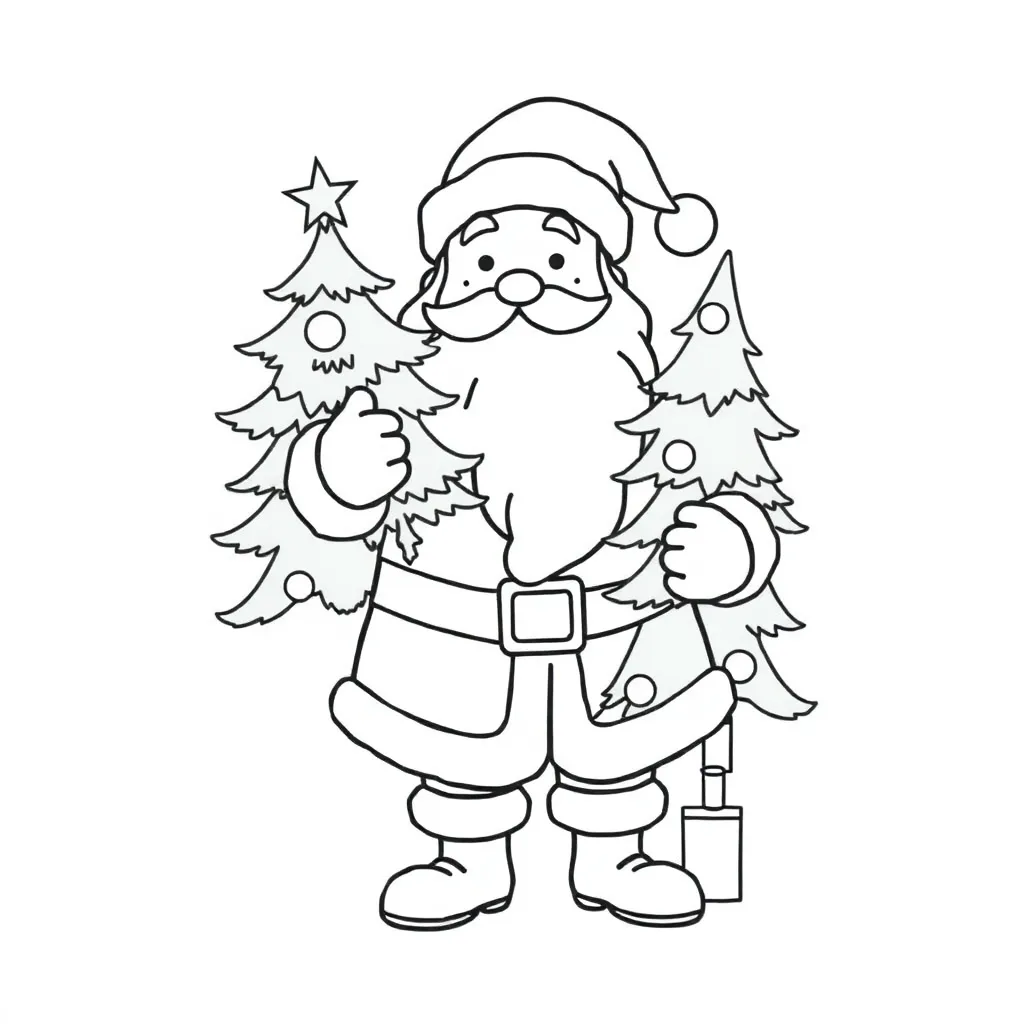 Kerstman Kerstboom Feestdagen Kerst Seizoenen coloring page for children