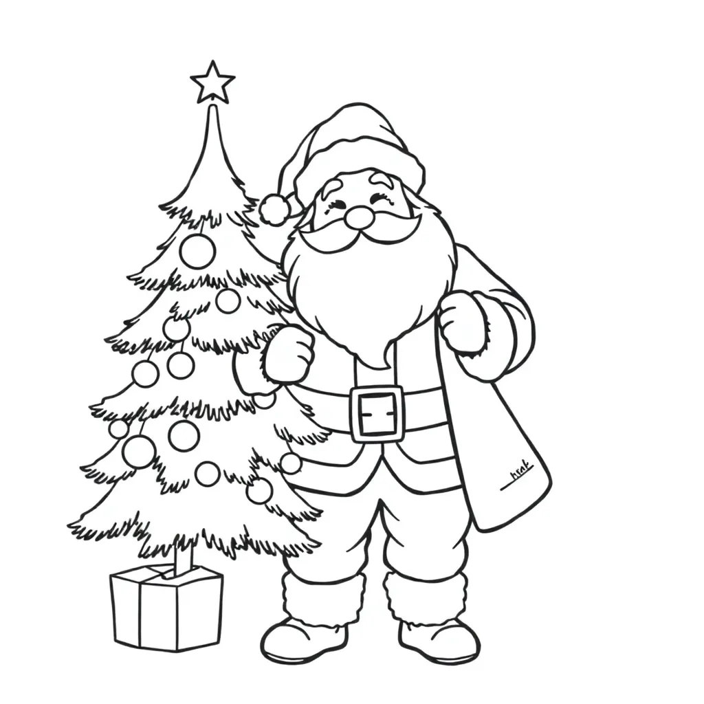 Kerstman Kerstboom Feestdagen Kerst Seizoenen coloring page for children