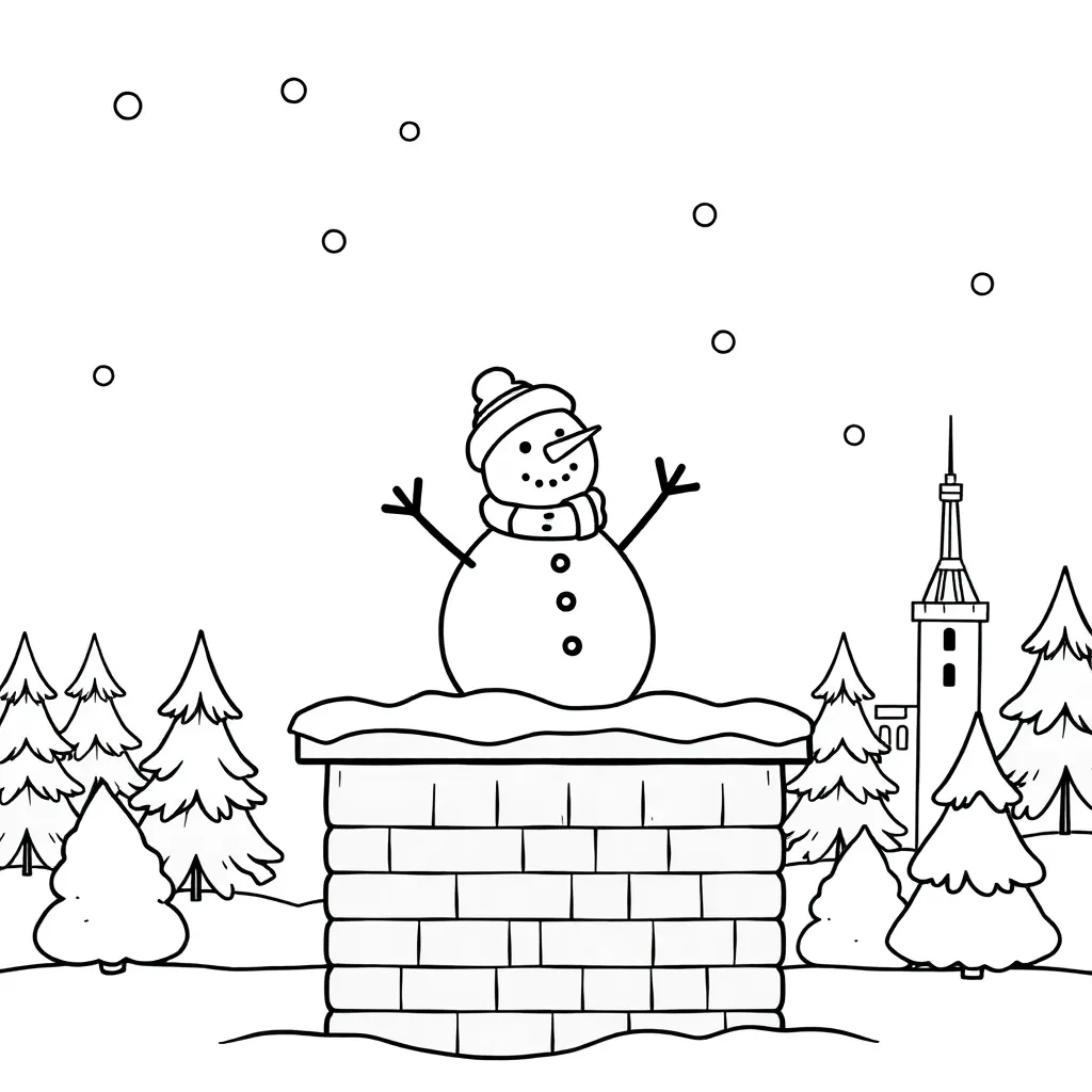 Kerstmis In Het Dorp coloring page for children