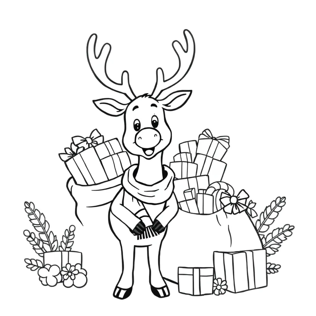 Kerstrendier coloring page for children