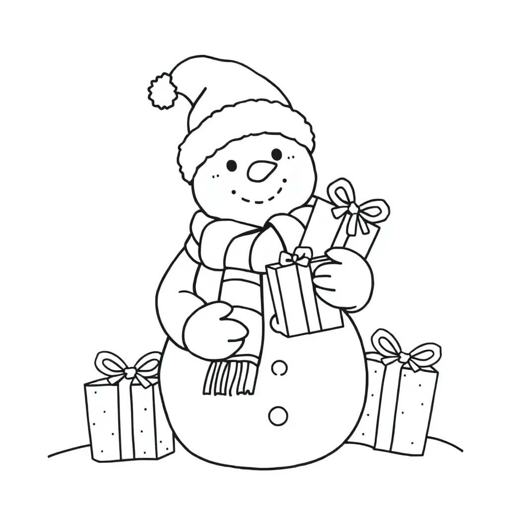 Kerstsneeuwman Kleurplaat Tekening Knutselen coloring page for children