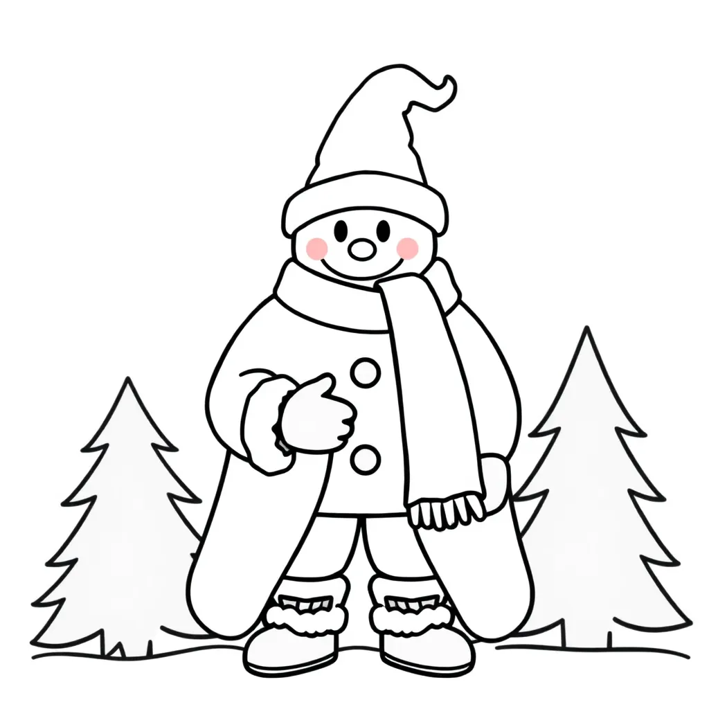Kerstsneeuwman Winterpret Feestdagen Seizoenen coloring page for children