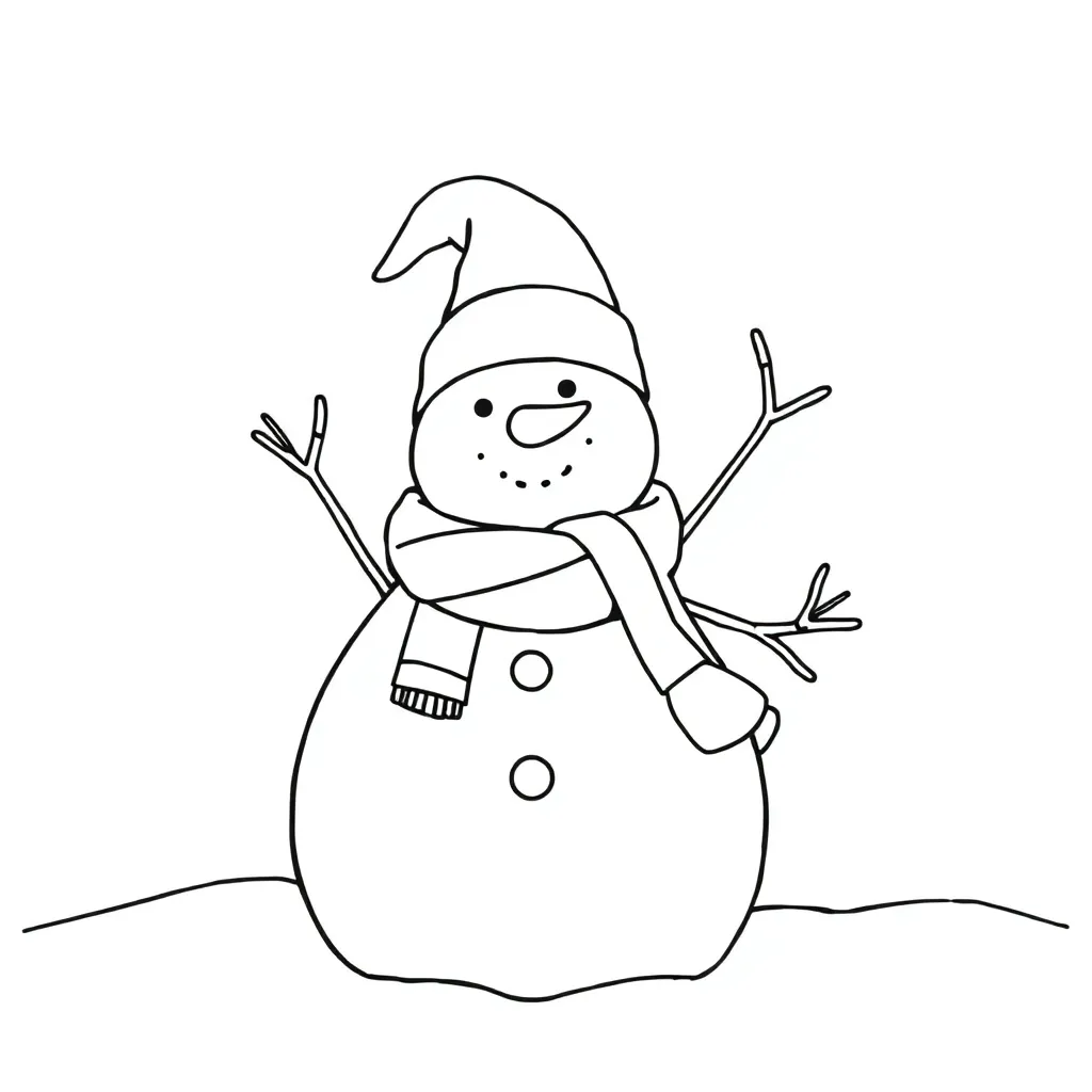 Kerstsneeuwman Winterseizoen Feestdagen Kerst Sneeuwpop coloring page for children
