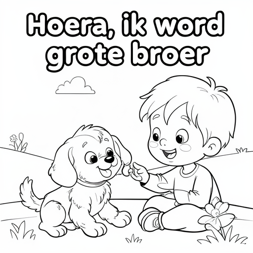 Kind met klein hondje en tekstballon