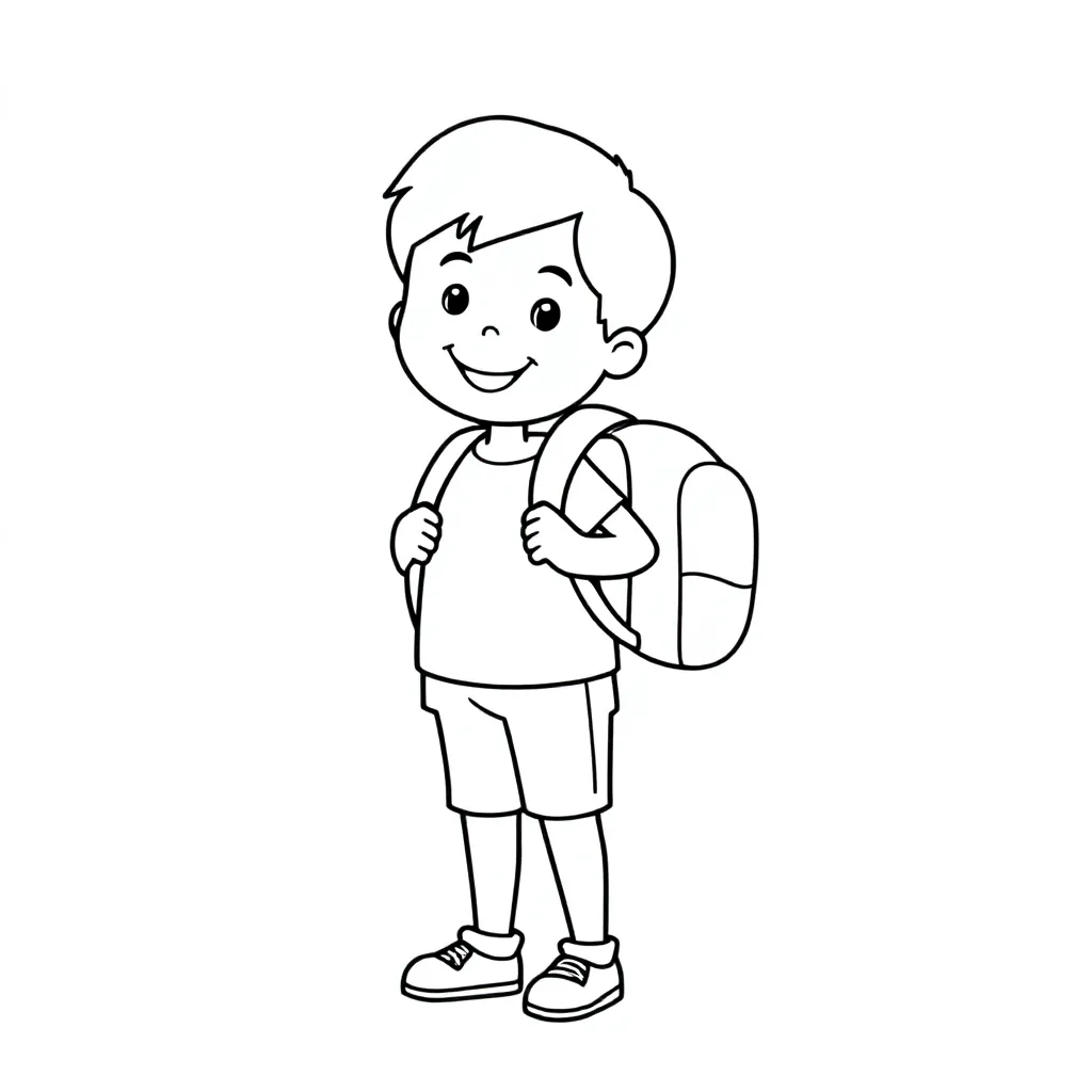 Kinderen met rugzak coloring page for children