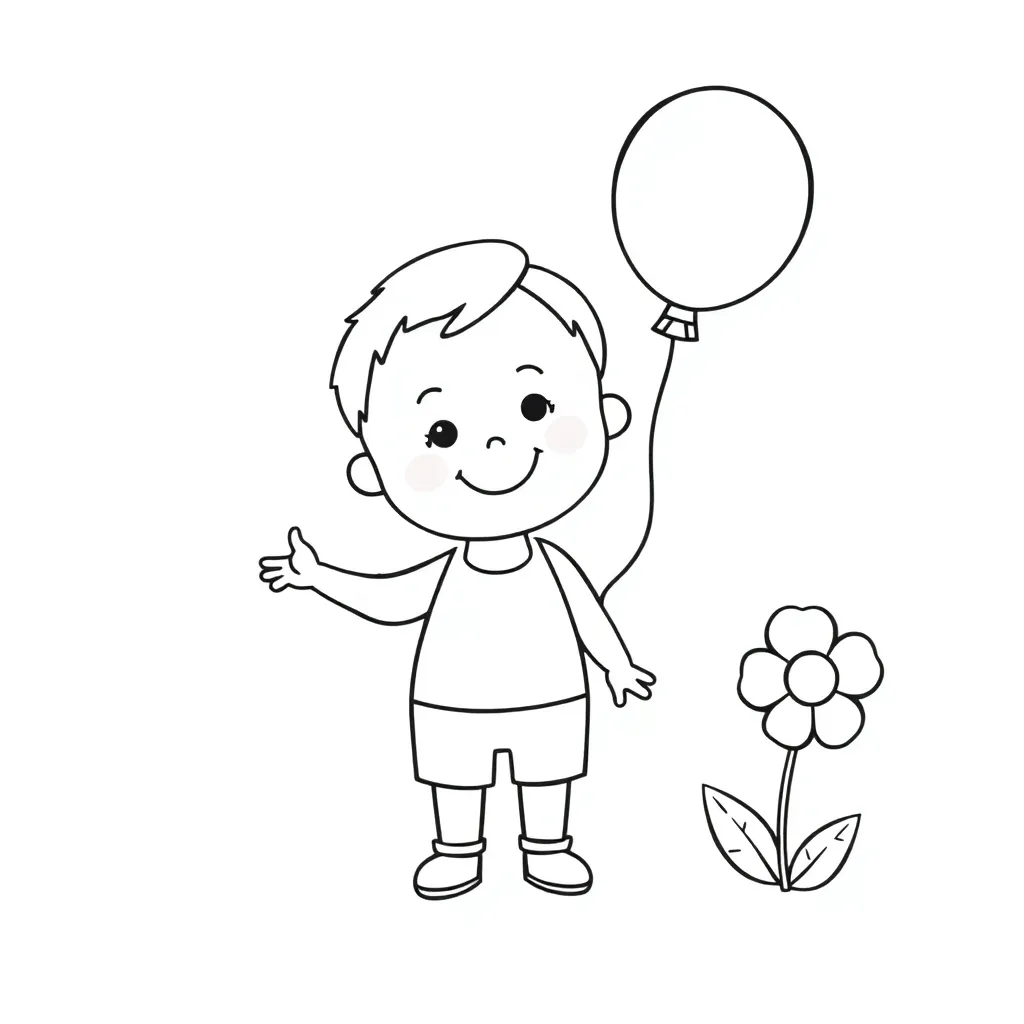 disegno di Kinderen op school met ballonnen en bloemen da colorare e stampare