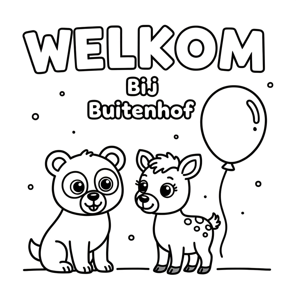 Kinderopvang , met dieren, ballonnen , coloring page for children
