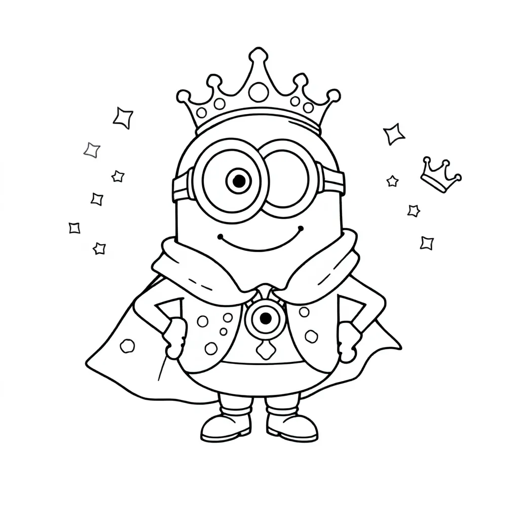 Feuille de coloriage gratuite King Bob Minion avec un œil et une cape  Feuille de coloriage pour les enfants