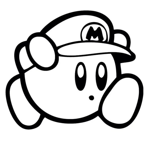Kirby Mario Muts coloring page for children