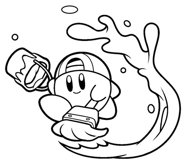 Kirby Painting coloring page for children