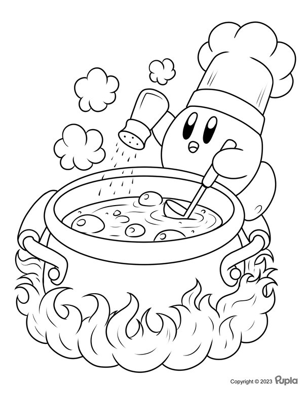Kirby Prépare une Soupe coloring page for children