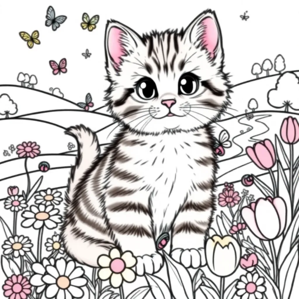 Kitten coloring page for children