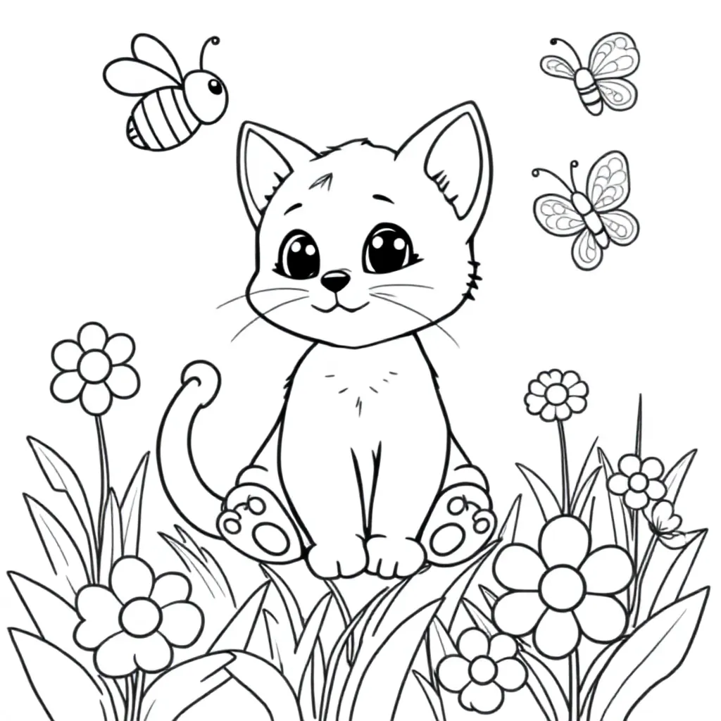 Kitten coloring page for children