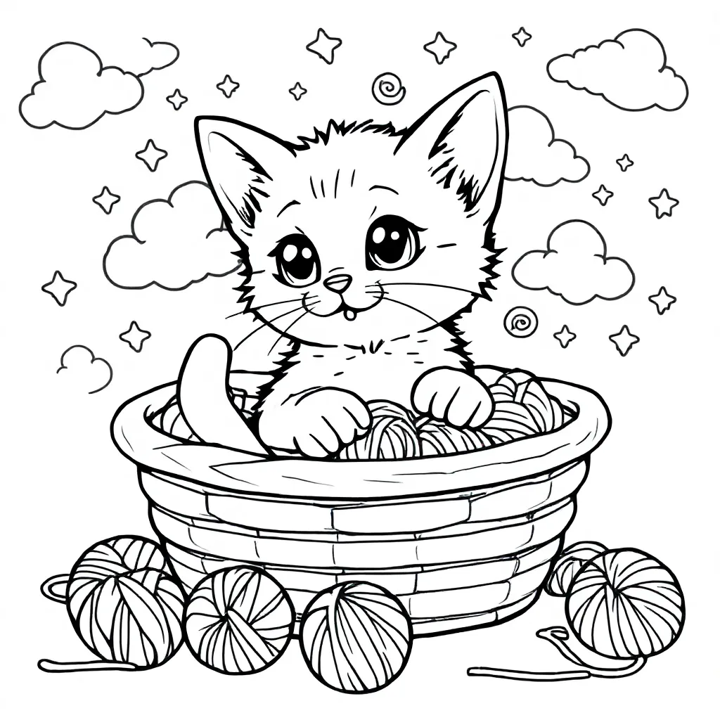 Feuille de coloriage gratuite Chaton Feuille de coloriage pour enfants
