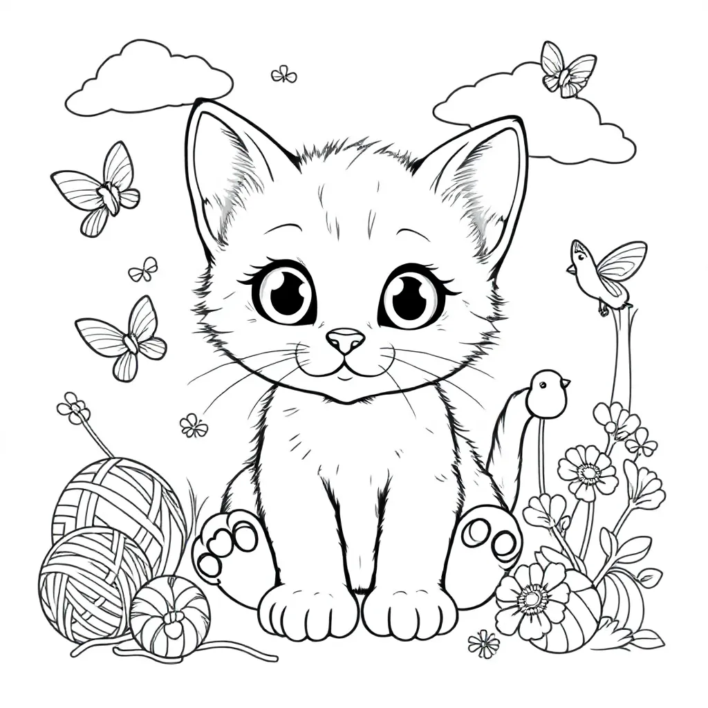 Feuille de coloriage gratuite Chaton Feuille de coloriage pour enfants
