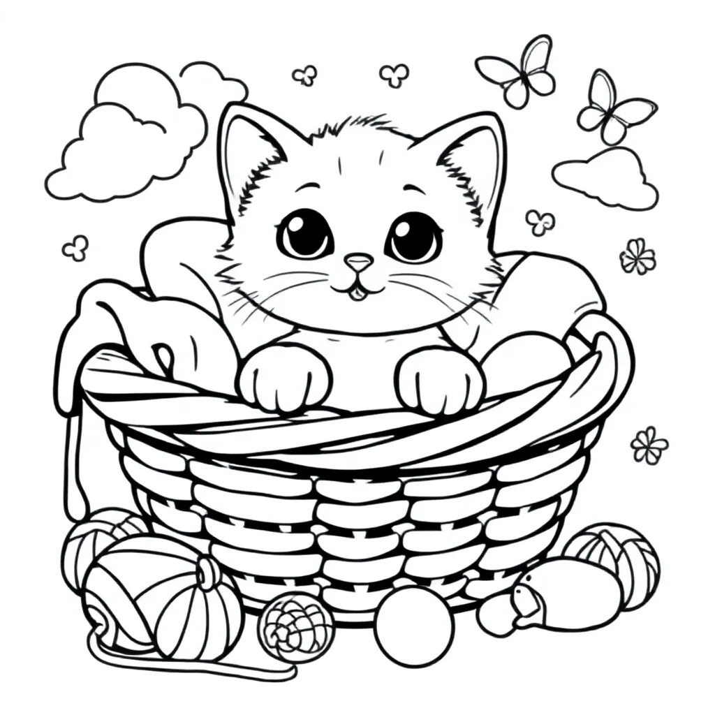 Feuille de coloriage Chaton gratuit Feuille de coloriage pour Enfants