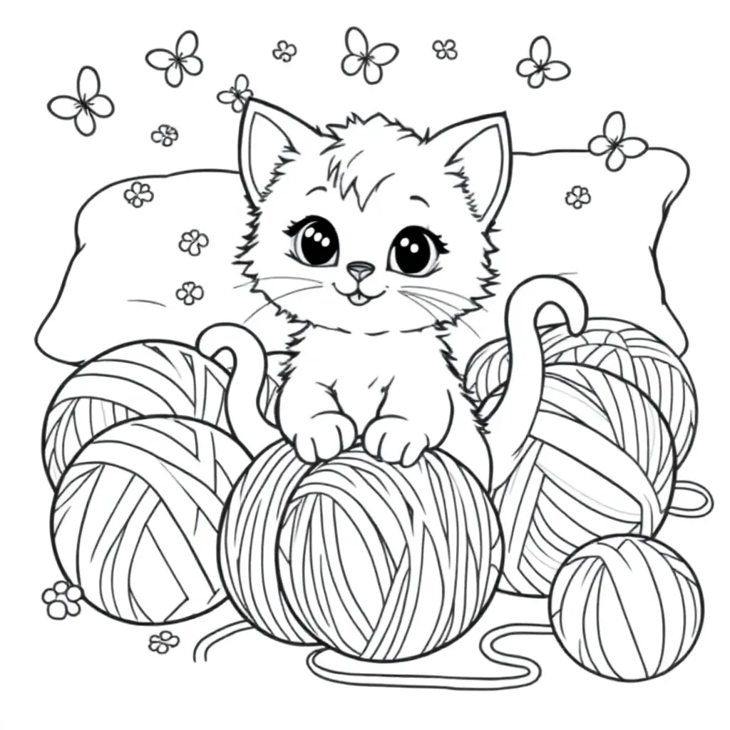 Feuille de coloriage Chaton gratuit Feuille de coloriage pour Enfants