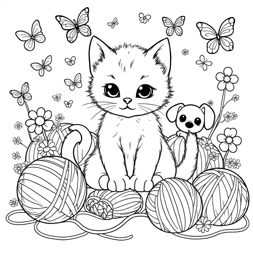 Feuille de coloriage Chaton gratuit Feuille de coloriage pour Enfants